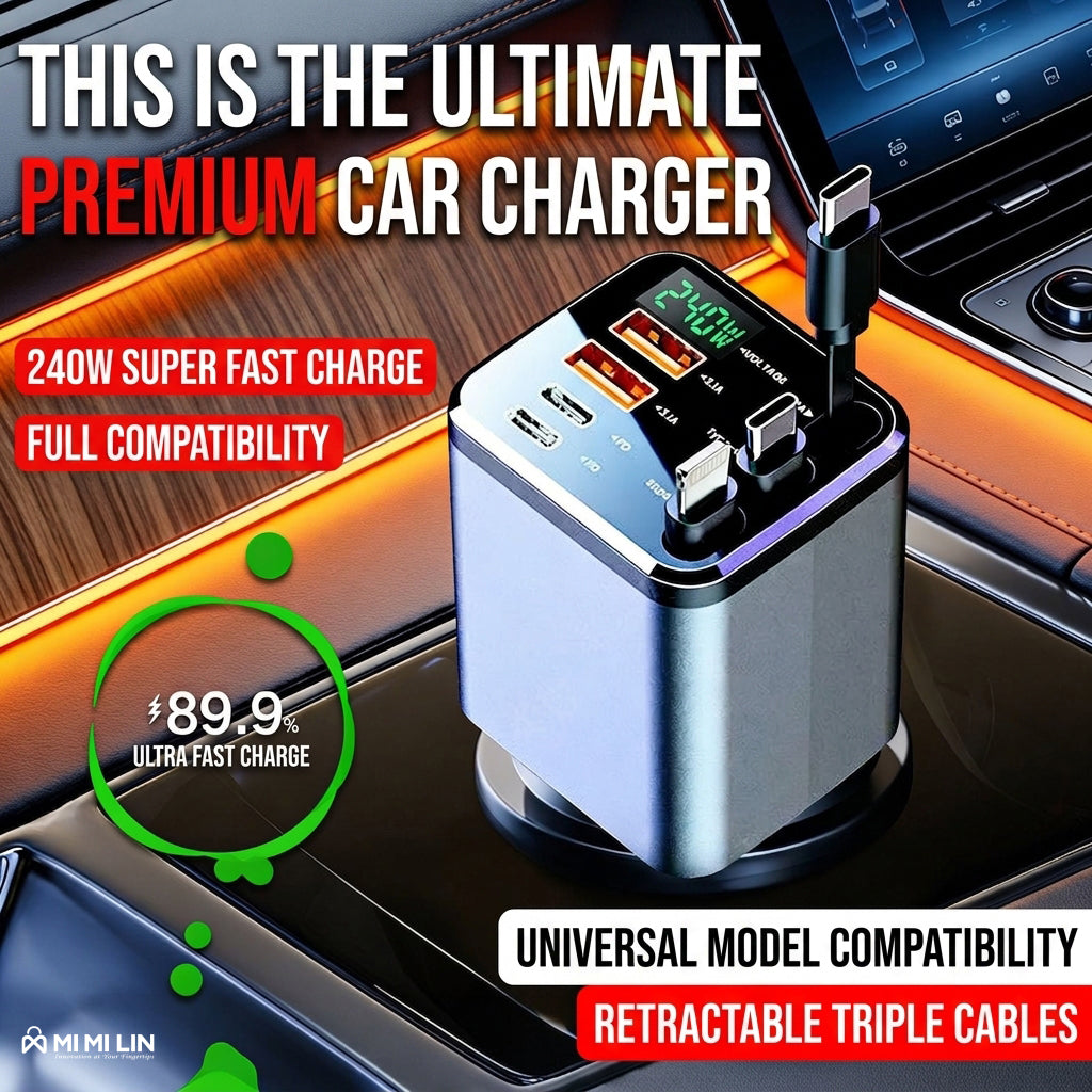 7-in-1 Retractable Fast Charging Station – Multi-Device Charger with Digital Display