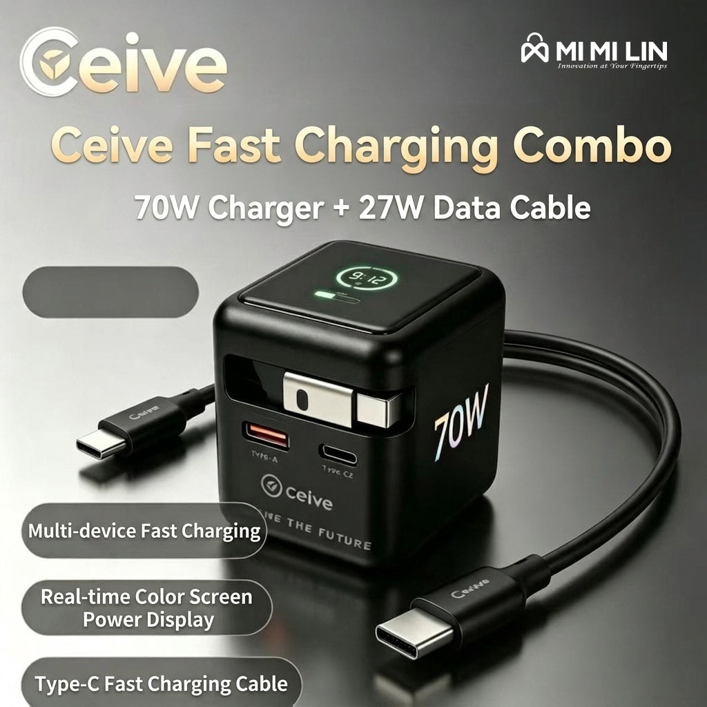 Ceive 70W GaN Fast Charger – USB-C & USB-A Dual Port