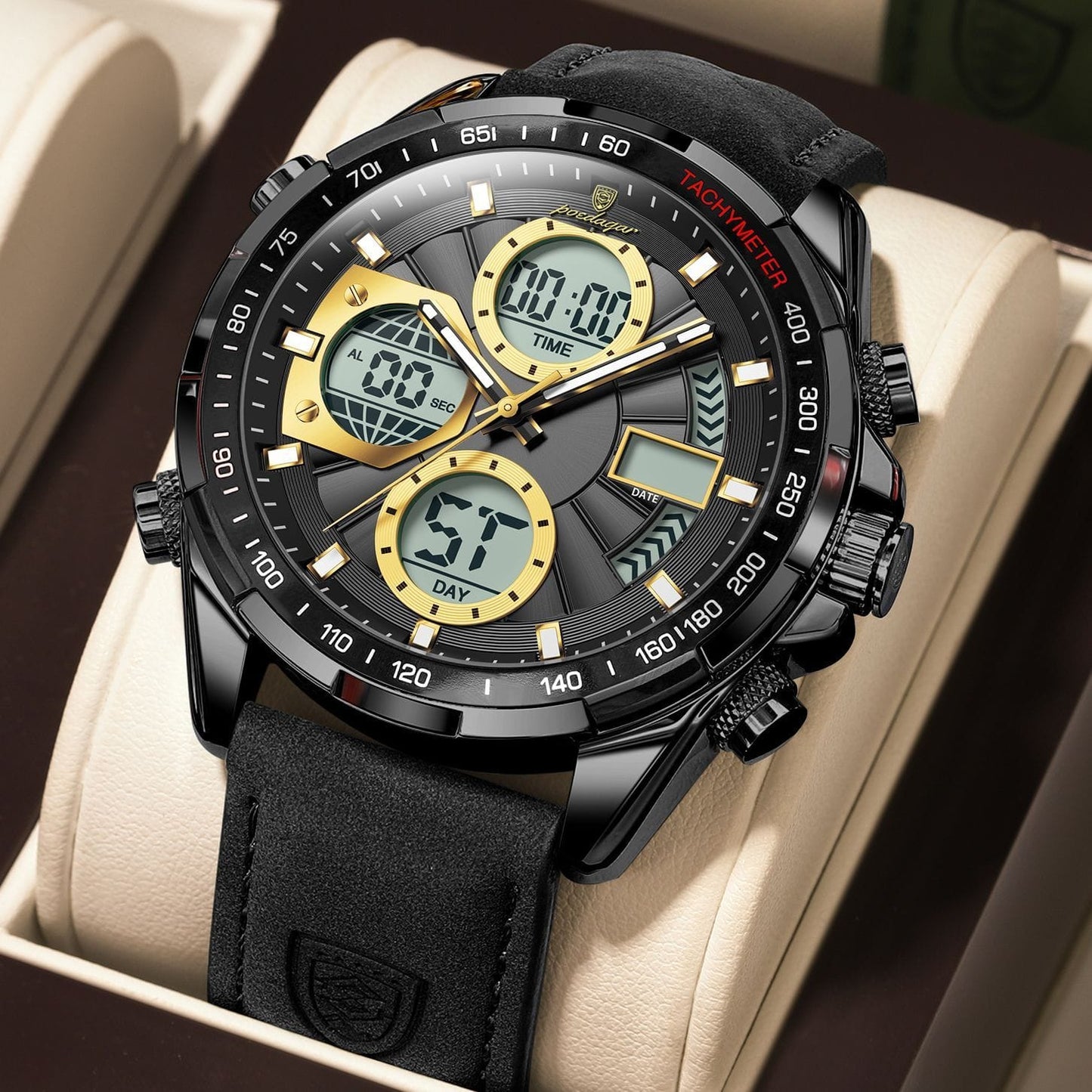 Poedagar 108 Men’s Luxury Leather Casual Watch Waterproof