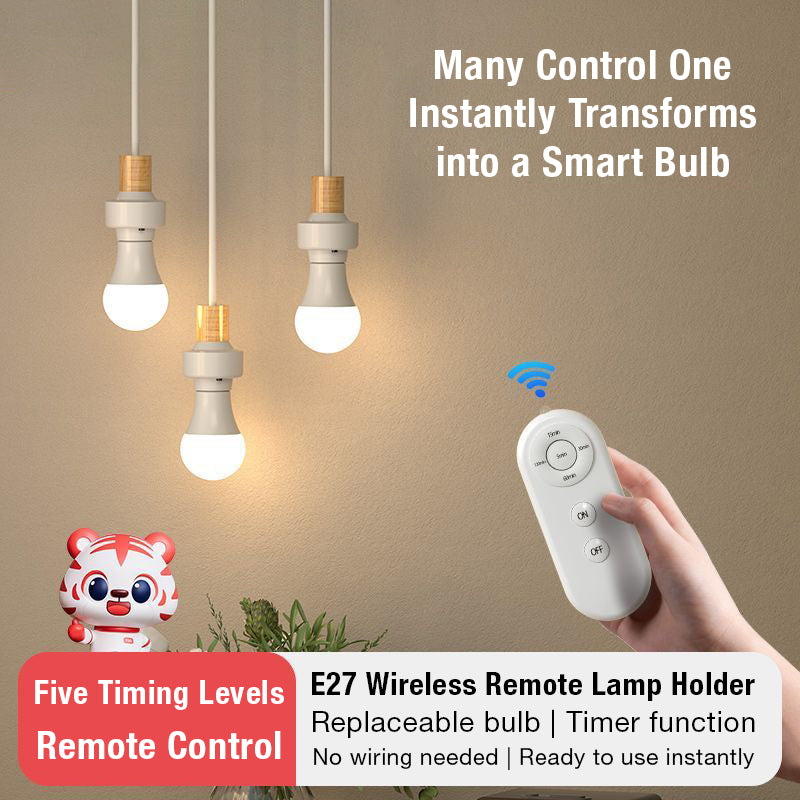 Wireless Remote Lamp Holder No Wiring Needed Easy Remote Control ON OFF