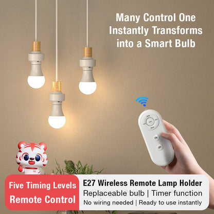 Wireless Remote Lamp Holder No Wiring Needed Easy Remote Control ON OFF