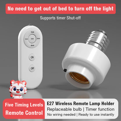 Wireless Remote Lamp Holder No Wiring Needed Easy Remote Control ON OFF