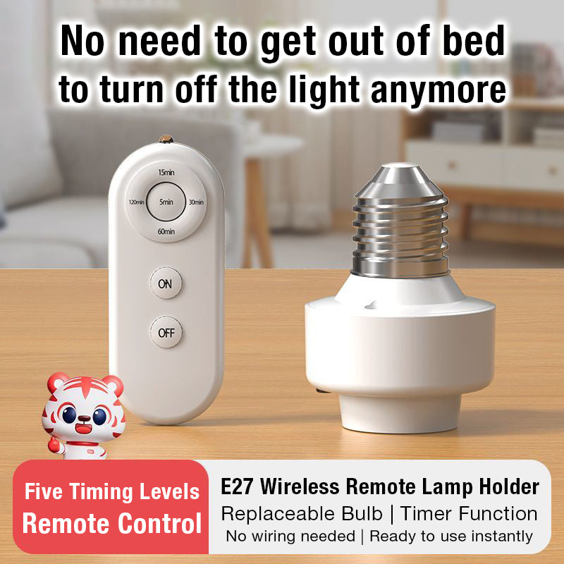 Wireless Remote Lamp Holder No Wiring Needed Easy Remote Control ON OFF
