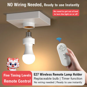 Wireless Remote Lamp Holder No Wiring Needed Easy Remote Control ON OFF