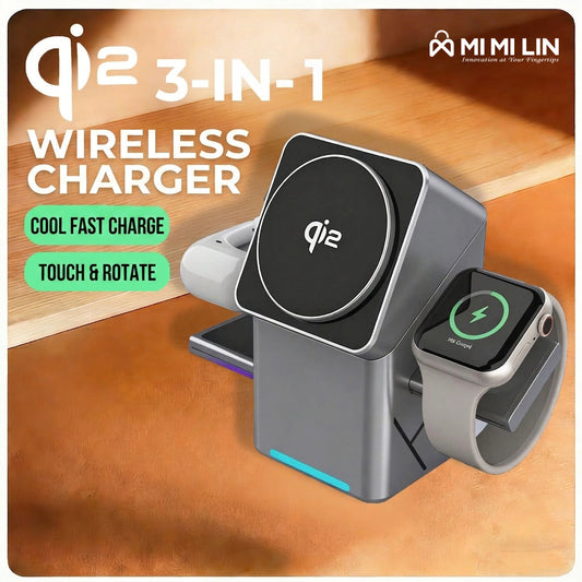 3-in-1 Magnetic Wireless Charging Station – Fast Charger for iPhone, AirPods & Apple Watch