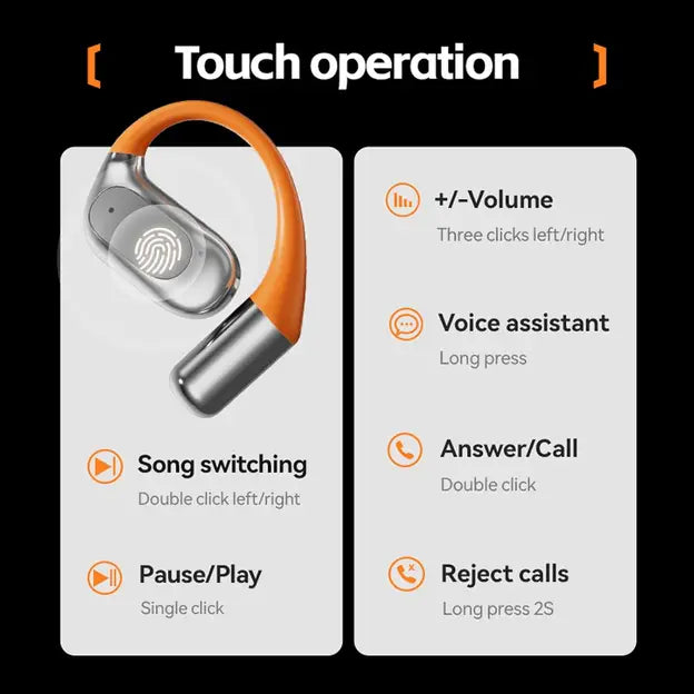 M113 AI Translator True Wireless Ear-Clip Bone-Conduction Earbuds with Noise Cancellation