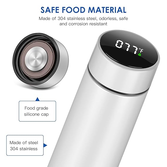 Smart Sports Water Bottle with LED Display Stay Hot for 2-3 Hours