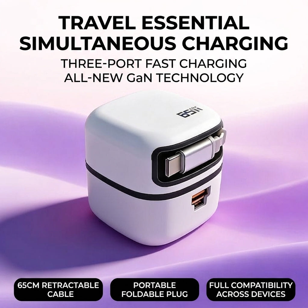 65W 80W 100W Super Fast Charger with Built-in Cable