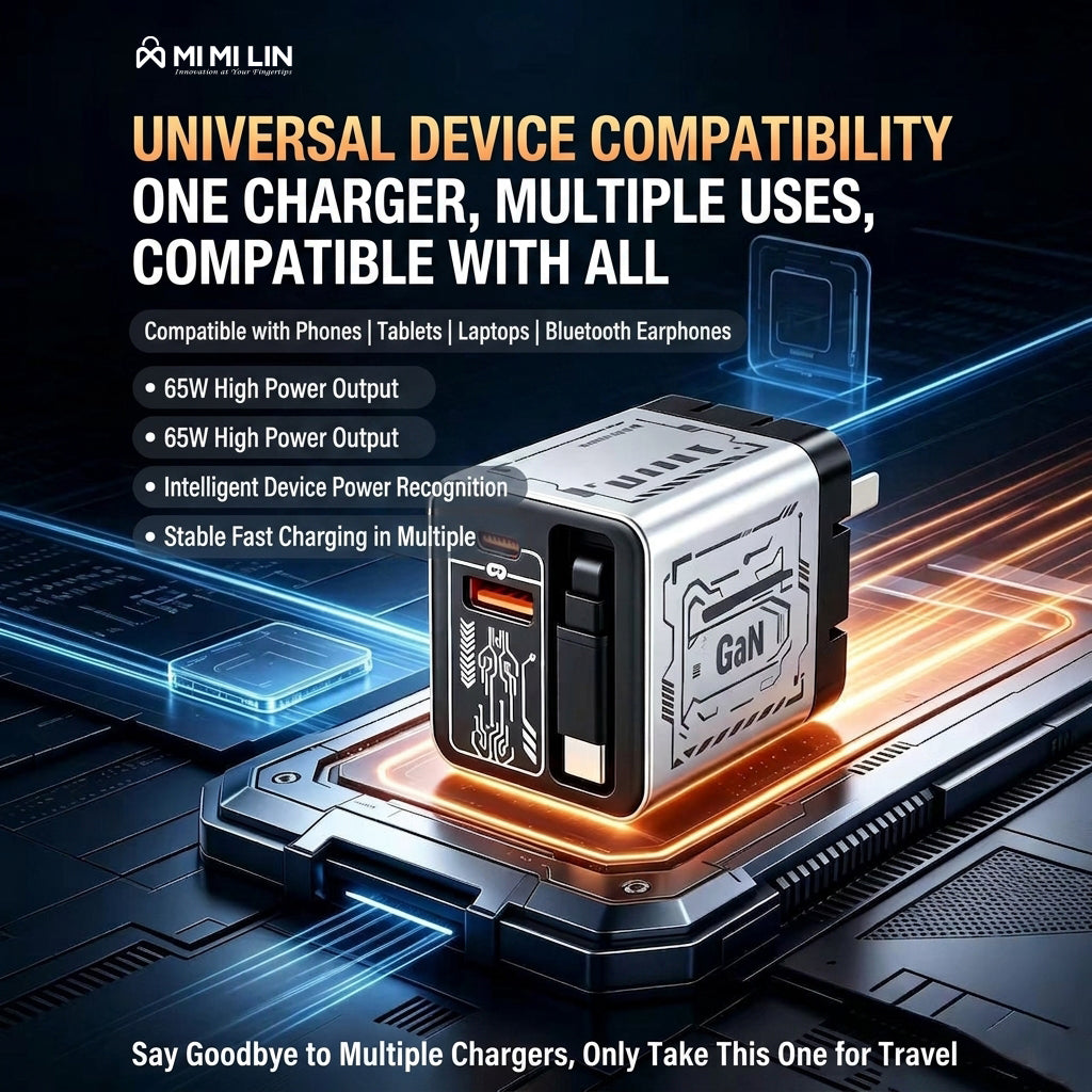65W GaN Universal Travel Charger – Multi-Device Fast Charging Adapter
