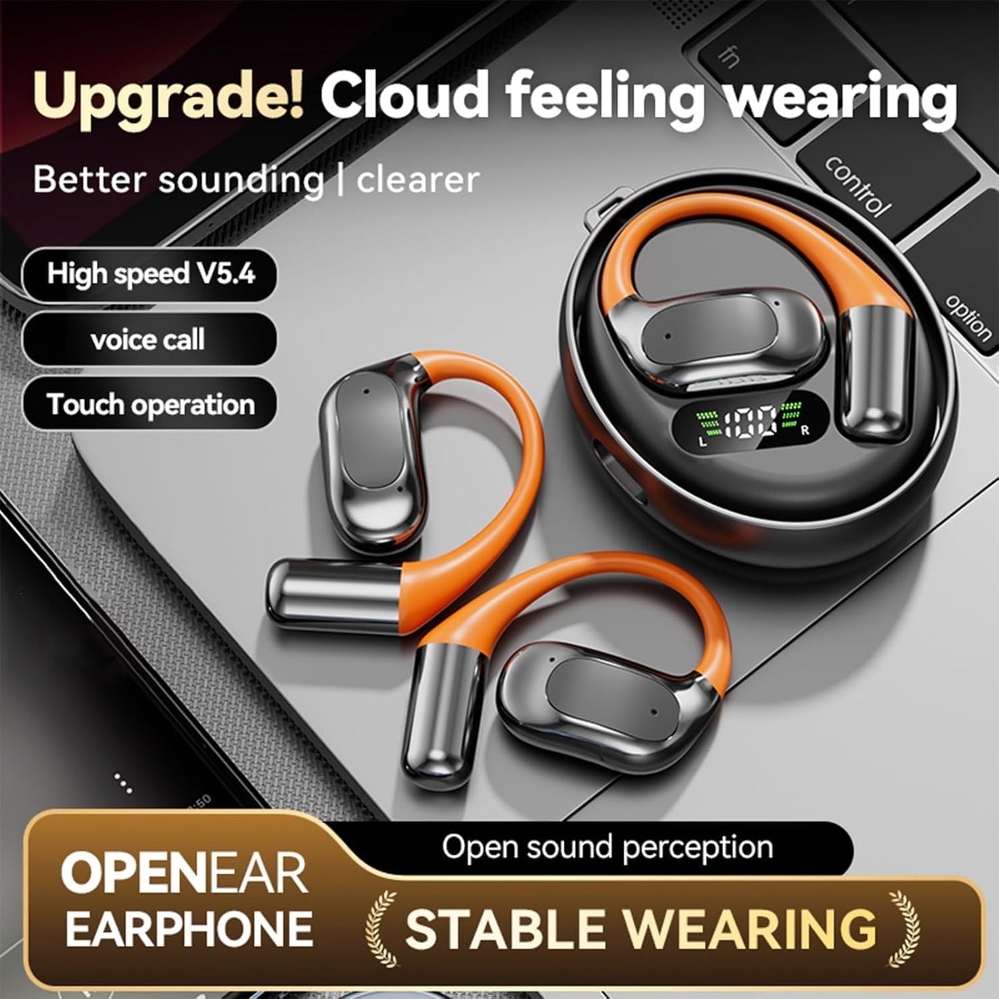 M113 AI Translator True Wireless Ear-Clip Bone-Conduction Earbuds with Noise Cancellation