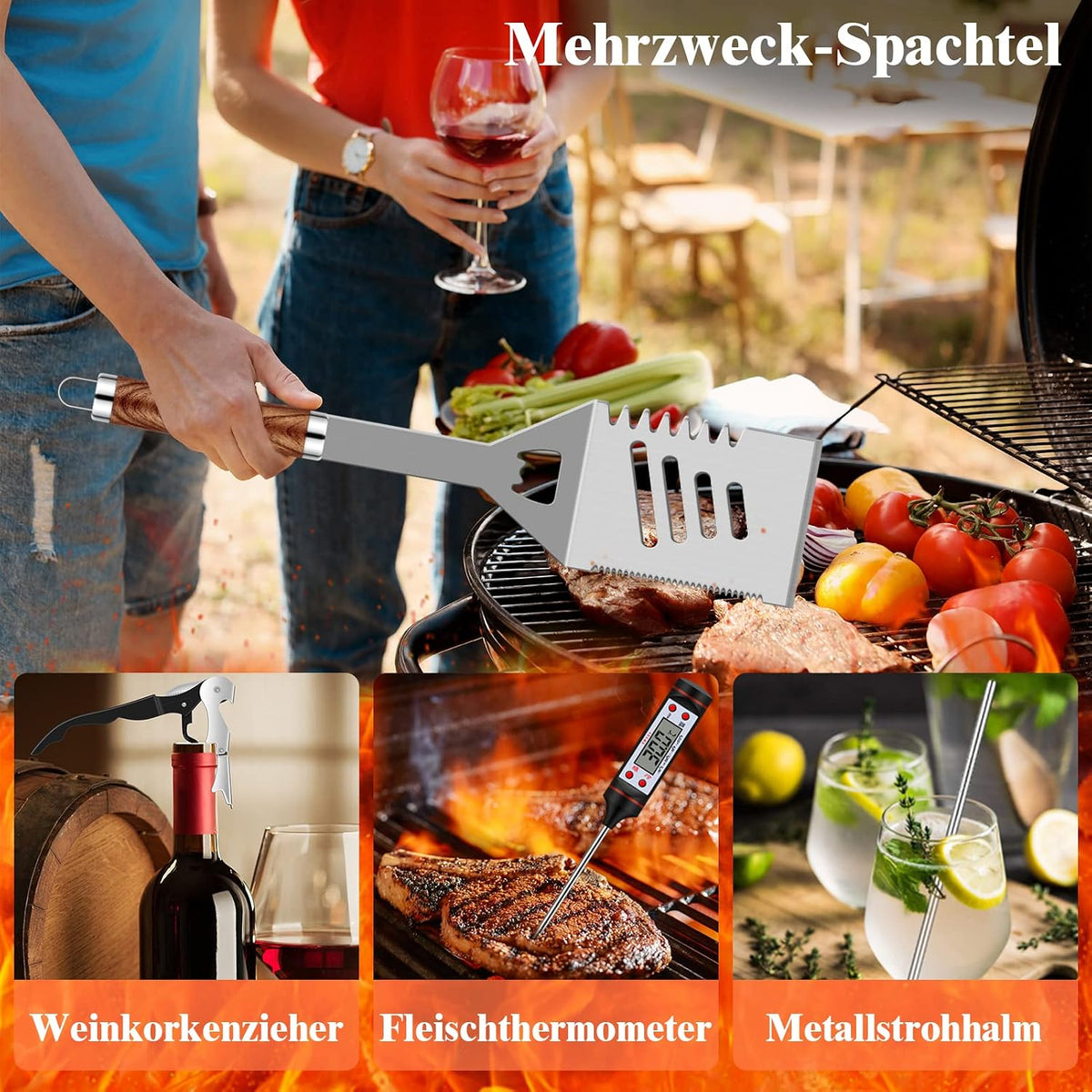 Grilliance 38-Piece BBQ Barbecue Cutlery Set Stainless Steel Barbecue Accessories