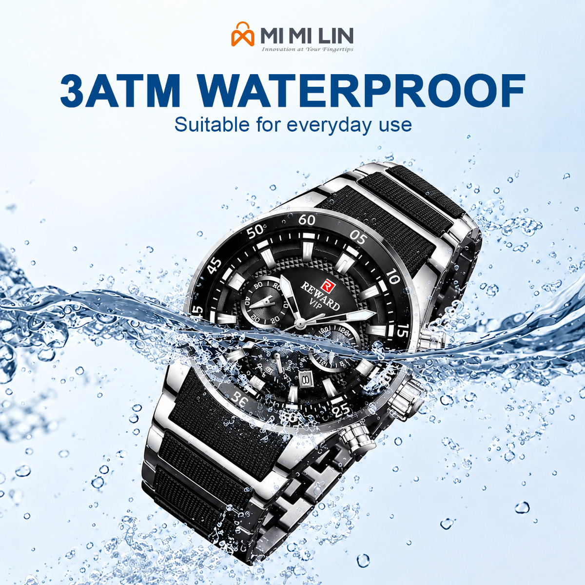 REWARD 81011 Premium Waterproof Chronograph Watch Black