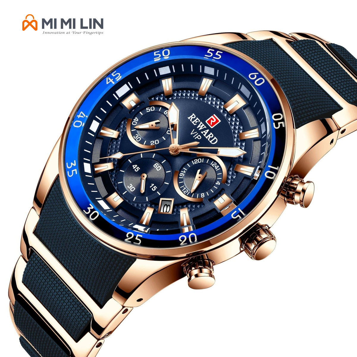 REWARD 81011 Premium Waterproof Chronograph Watch Gold Blue