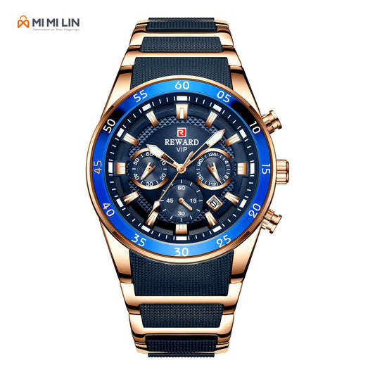 REWARD 81011 Premium Waterproof Chronograph Watch Gold Blue