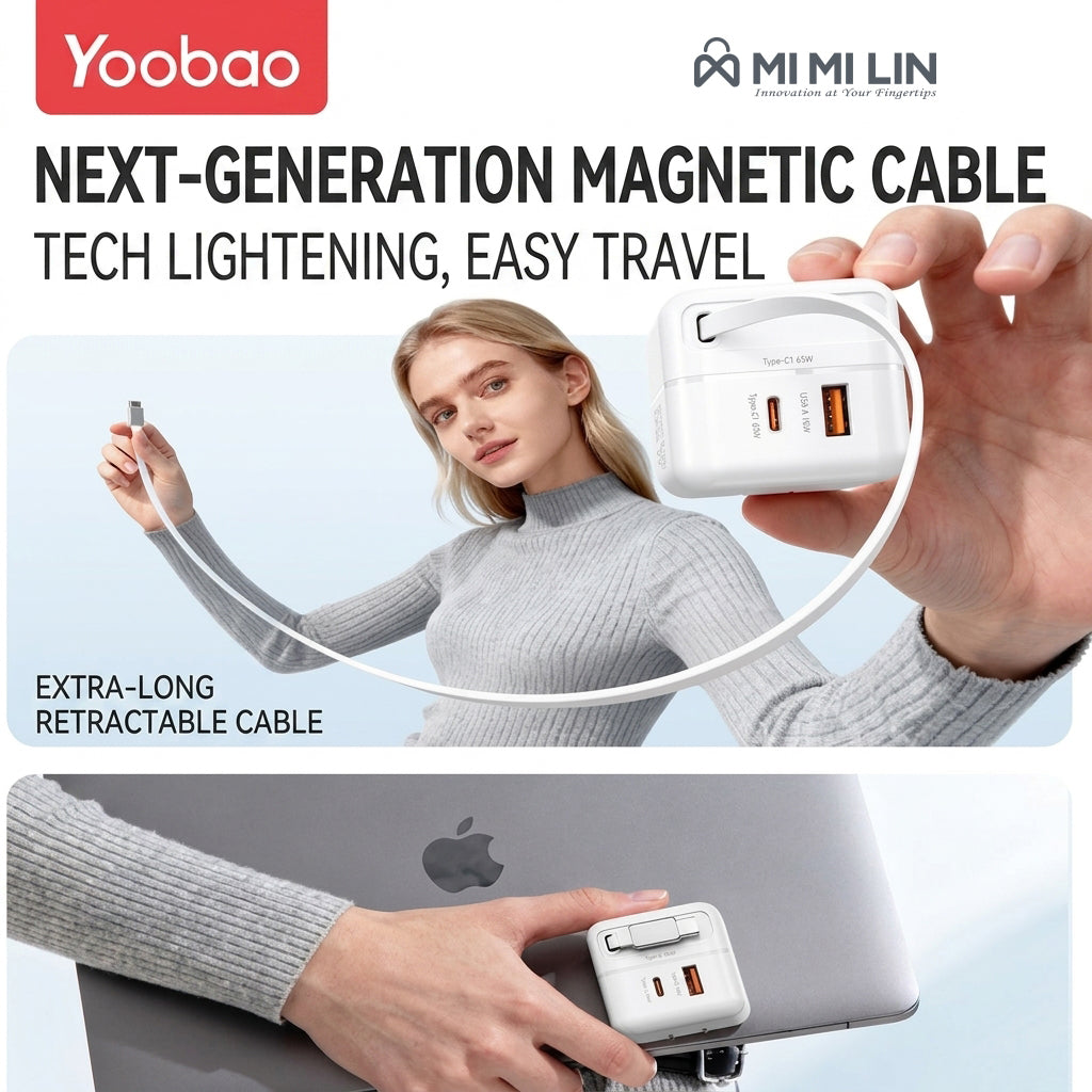 65W Fast Charger – Dual Port USB-C & USB-A Power Adapter