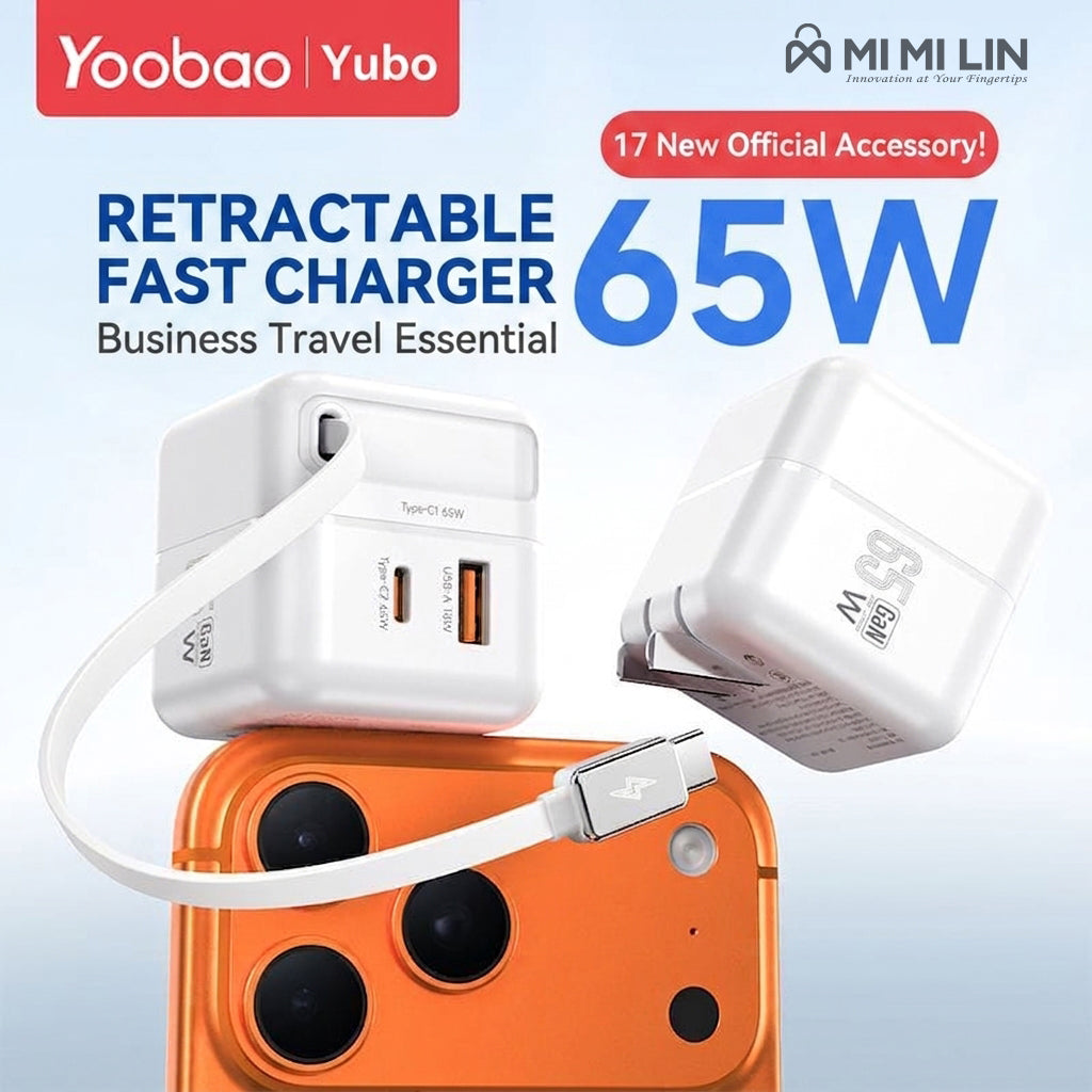 65W Fast Charger – Dual Port USB-C & USB-A Power Adapter