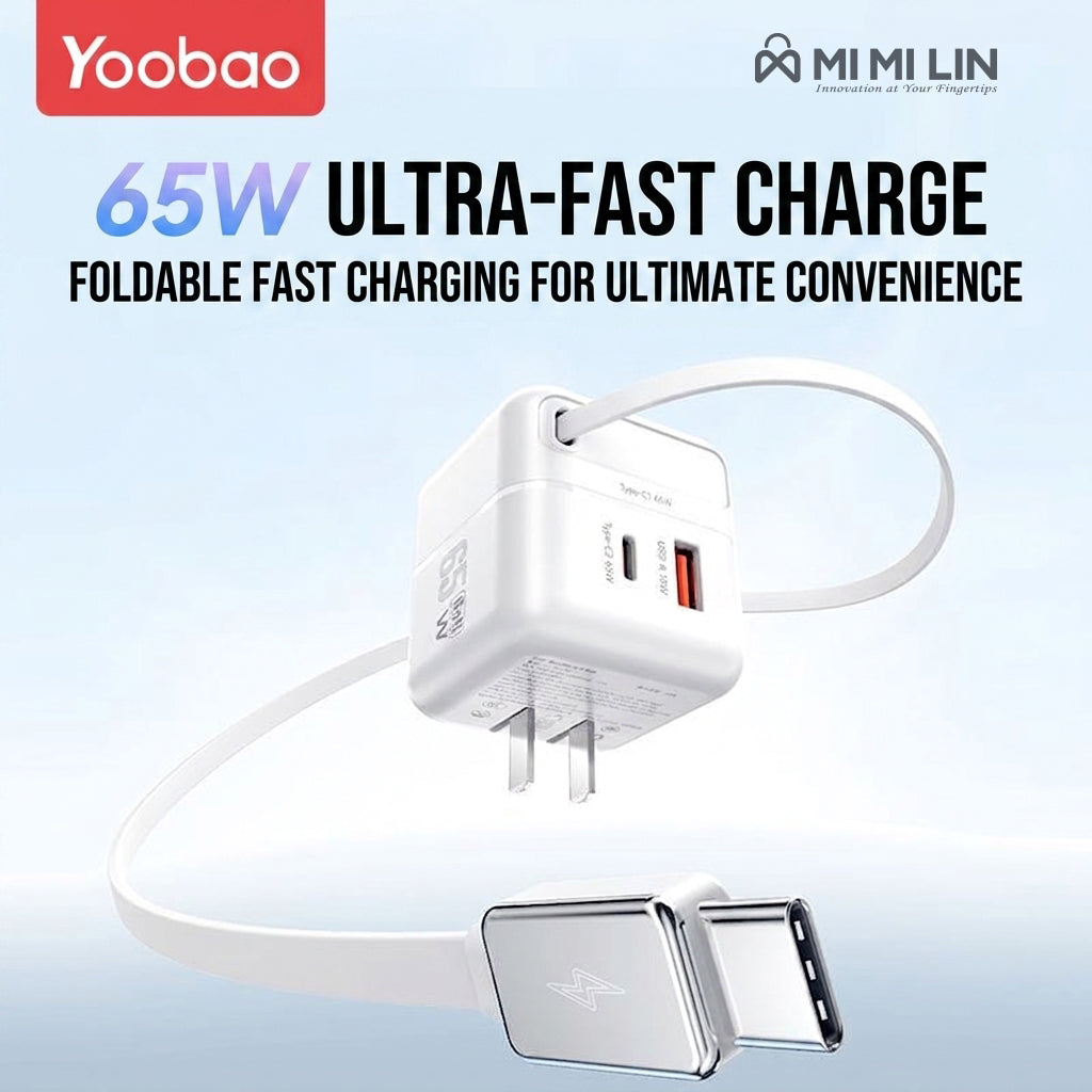 65W Fast Charger – Dual Port USB-C & USB-A Power Adapter