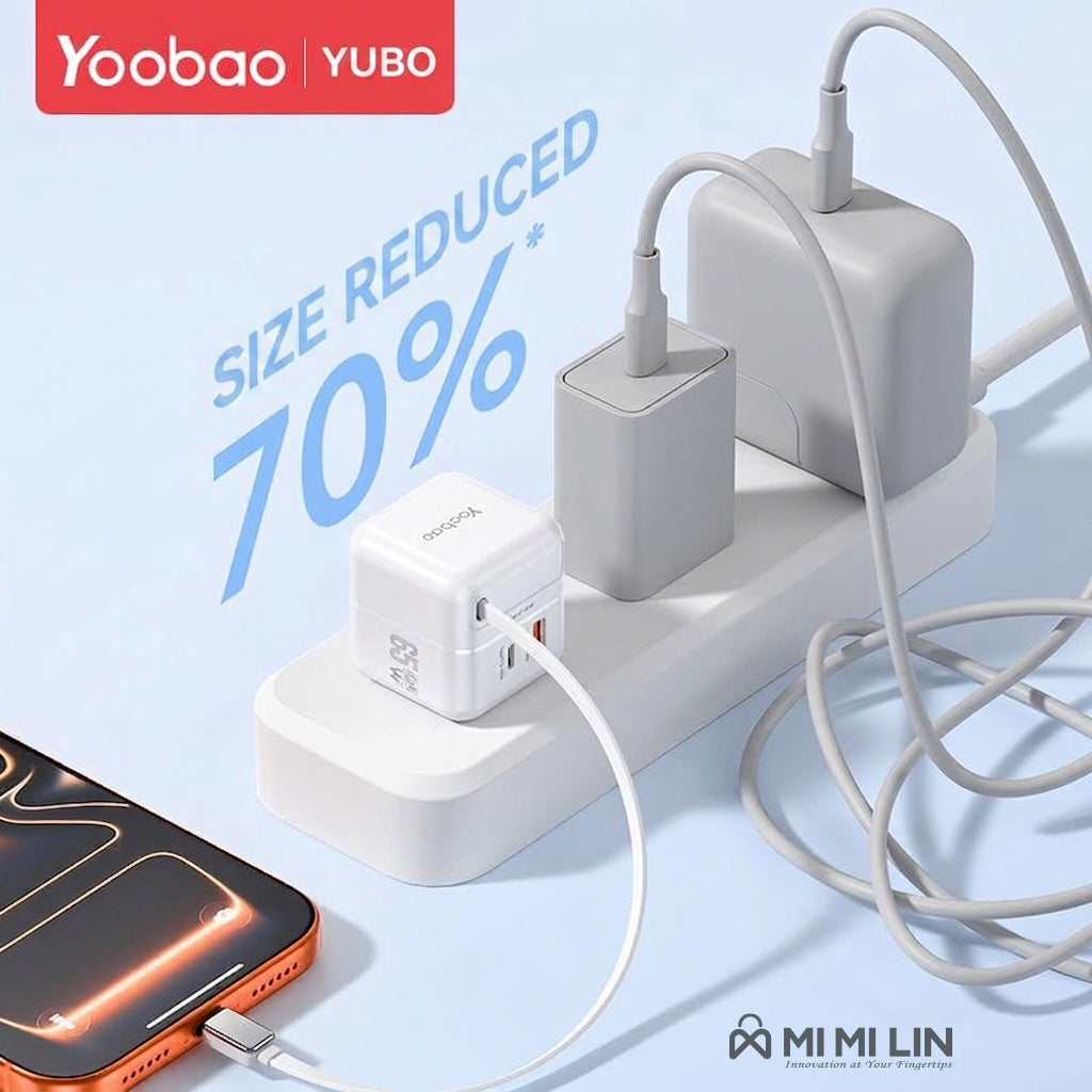 65W Fast Charger – Dual Port USB-C & USB-A Power Adapter