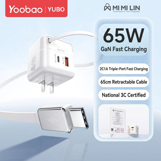 65W Fast Charger – Dual Port USB-C & USB-A Power Adapter