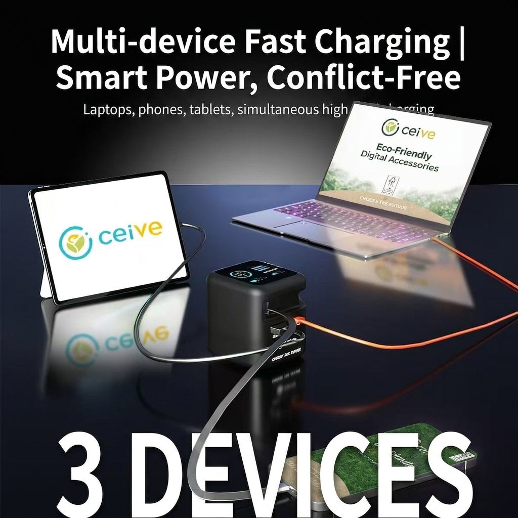 Ceive 70W GaN Fast Charger – USB-C & USB-A Dual Port