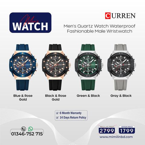 Classics for CURREN 8462 Quartz Chronograph Watch for Men Waterproof
