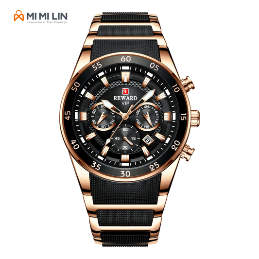 REWARD 81011 Premium Waterproof Chronograph Watch Black Gold
