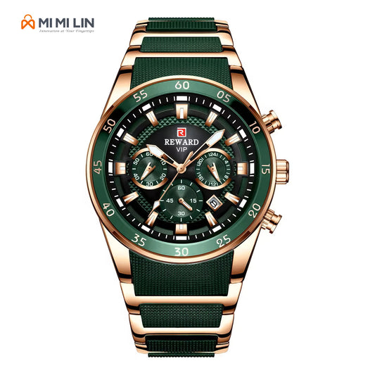 REWARD 81011 Premium Waterproof Chronograph Watch Gold Green