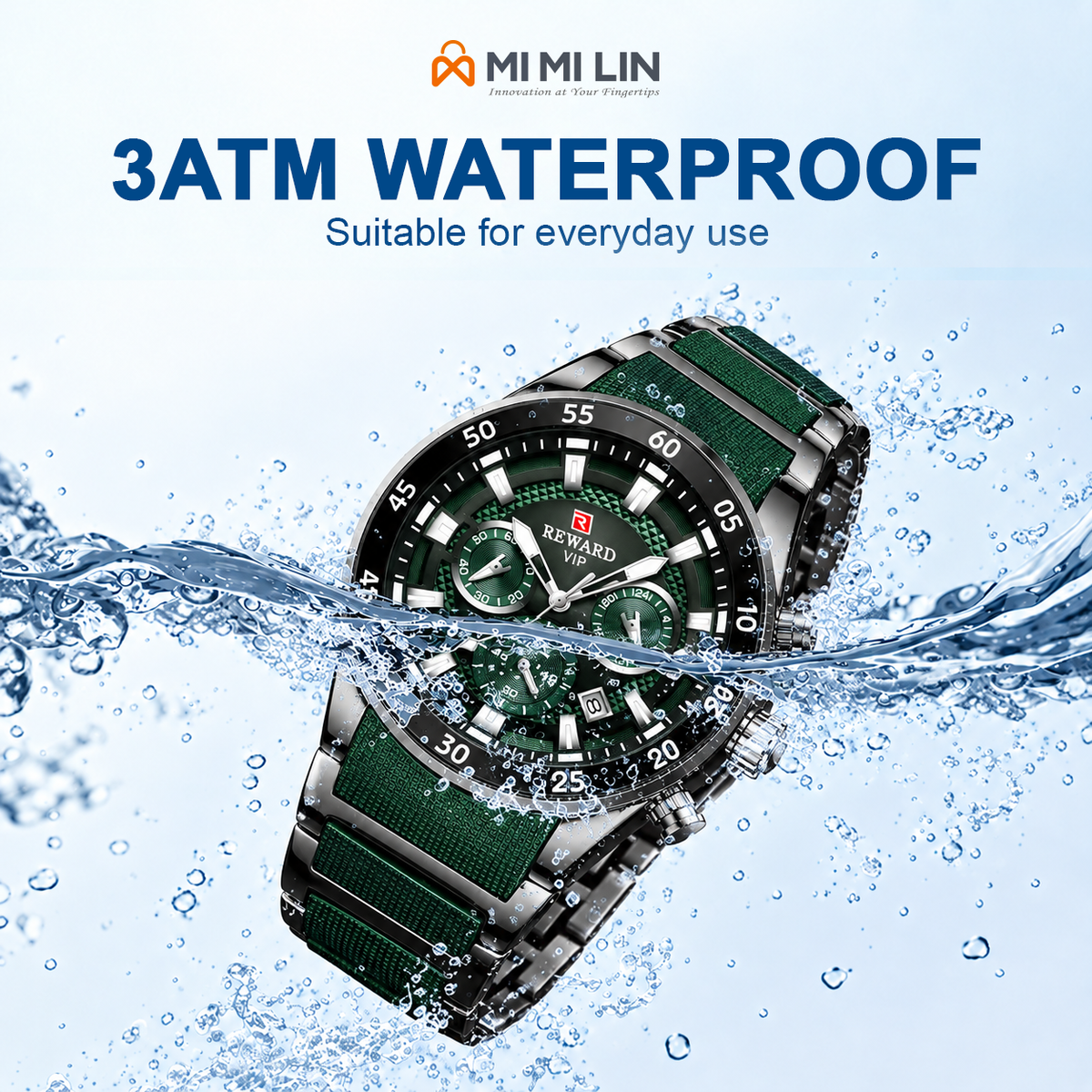 REWARD 81011 Premium Waterproof Chronograph Watch Black Green