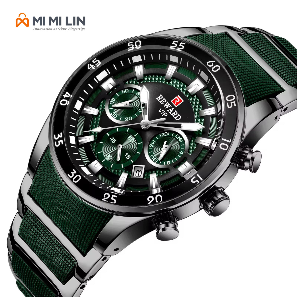 REWARD 81011 Premium Waterproof Chronograph Watch Black Green