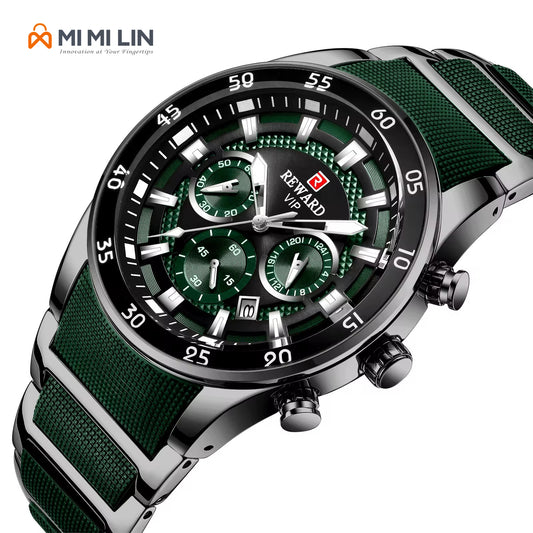 REWARD 81011 Premium Waterproof Chronograph Watch Black Green