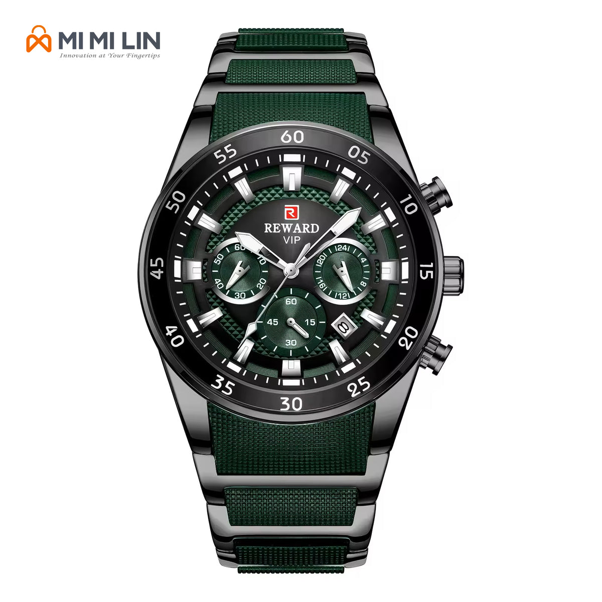 REWARD 81011 Premium Waterproof Chronograph Watch Black Green