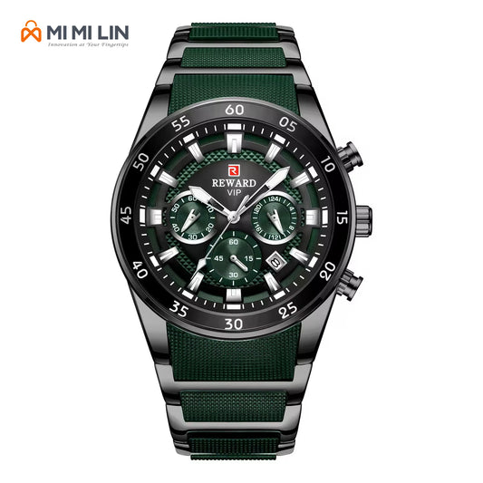 REWARD 81011 Premium Waterproof Chronograph Watch Black Green