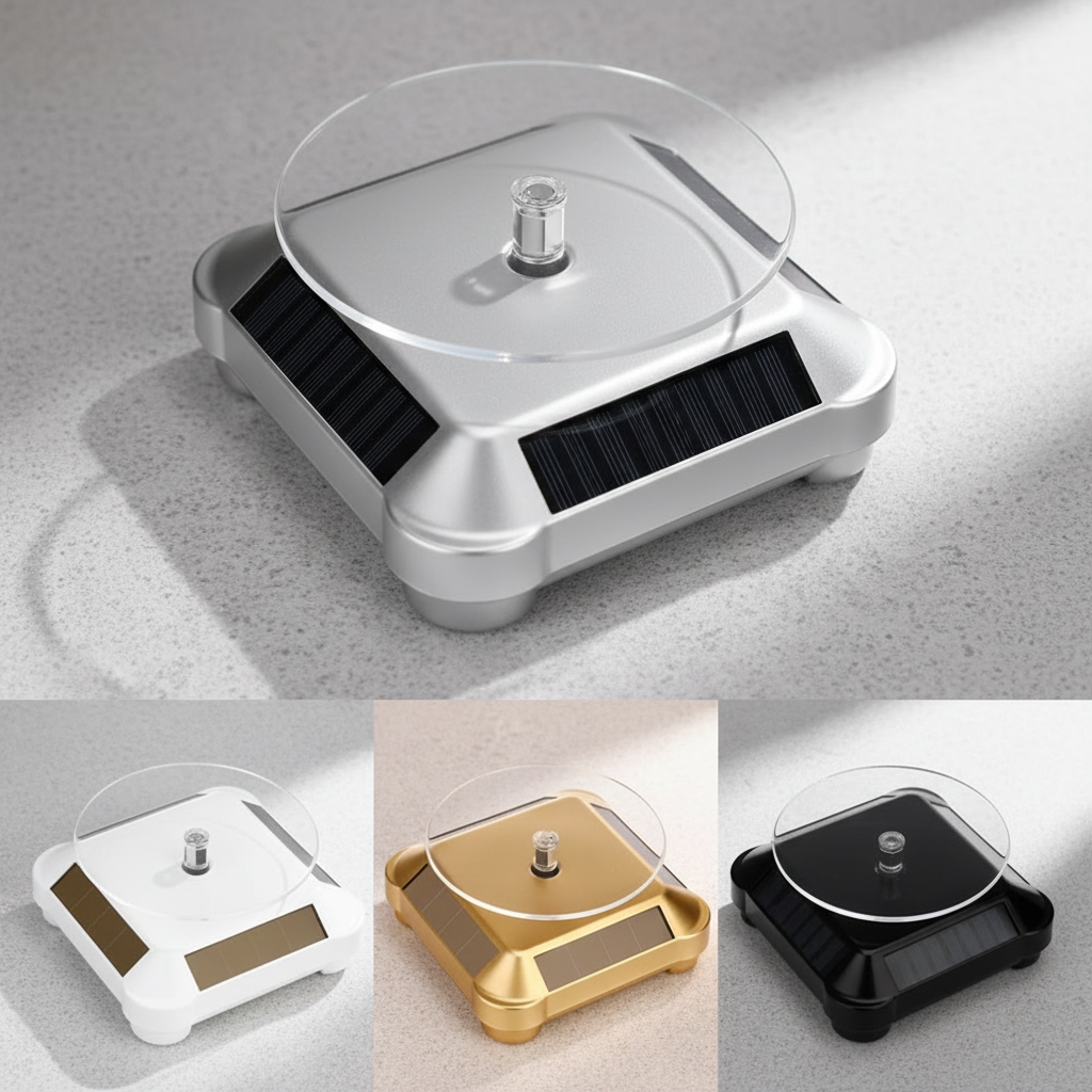 Solar Rotating Display Stand 360 Degrees Dual Use Stable Automatic Turntable For Showcase