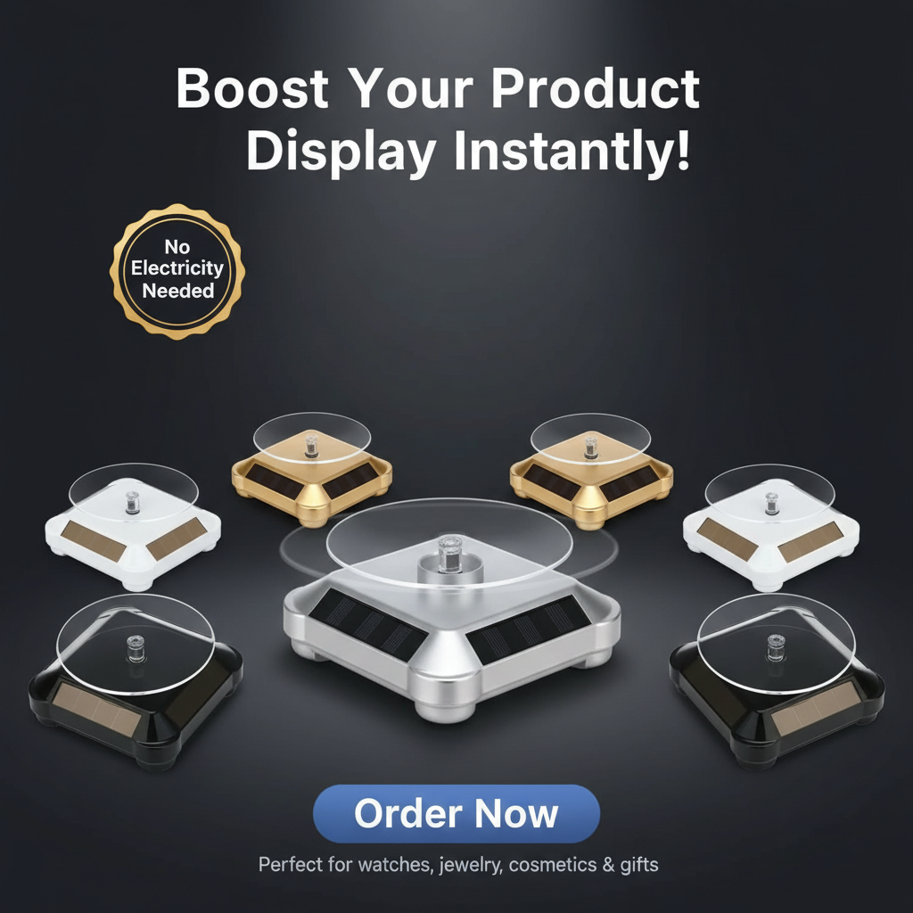 Solar Rotating Display Stand 360 Degrees Dual Use Stable Automatic Turntable For Showcase