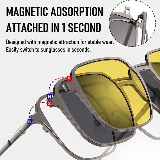 Magnetic Clip-On Sunglasses – UV Protection & Day-to-Night Eyewear