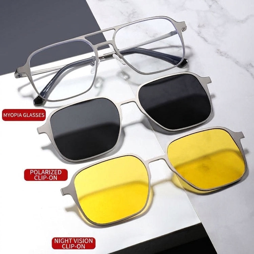 Magnetic Clip-On Sunglasses – UV Protection & Day-to-Night Eyewear