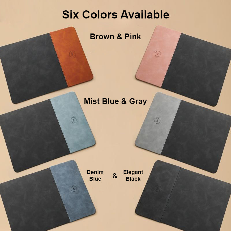 Mouse Pad with 15W Phone Wireless Fast Charging 2 in 1 PU Leather Gaming Mousepad for PC Computer Laptops Office Accessories