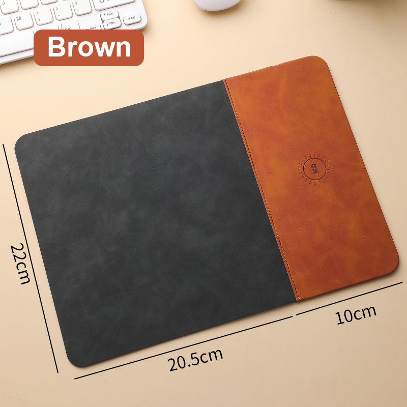 Mouse Pad with 15W Phone Wireless Fast Charging 2 in 1 PU Leather Gaming Mousepad for PC Computer Laptops Office Accessories