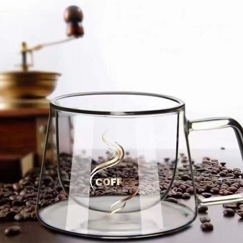 200ml Transparent Double Bottom Glass Coffee Cup Milk Whiskey Tea Beer Heat Resistant Cocktail Vodka Wine Mug Tumbler Cups