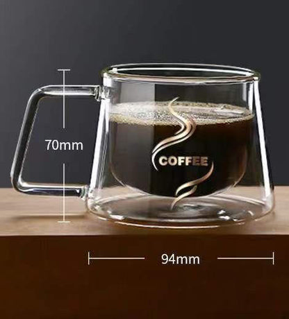 200ml Transparent Double Bottom Glass Coffee Cup Milk Whiskey Tea Beer Heat Resistant Cocktail Vodka Wine Mug Tumbler Cups