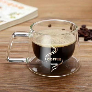 200ml Transparent Double Bottom Glass Coffee Cup Milk Whiskey Tea Beer Heat Resistant Cocktail Vodka Wine Mug Tumbler Cups