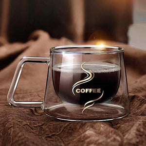 200ml Transparent Double Bottom Glass Coffee Cup Milk Whiskey Tea Beer Heat Resistant Cocktail Vodka Wine Mug Tumbler Cups