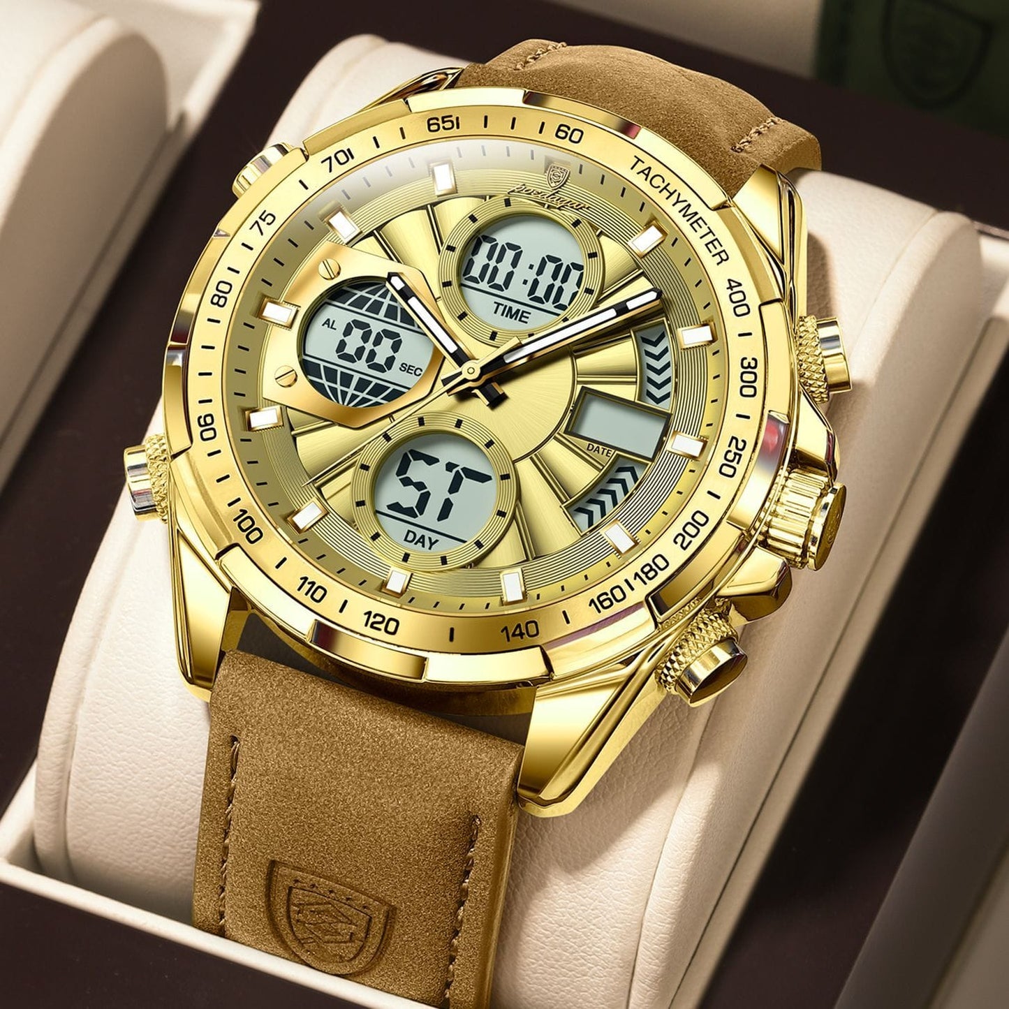 Poedagar 108 Men’s Luxury Leather Casual Watch Waterproof