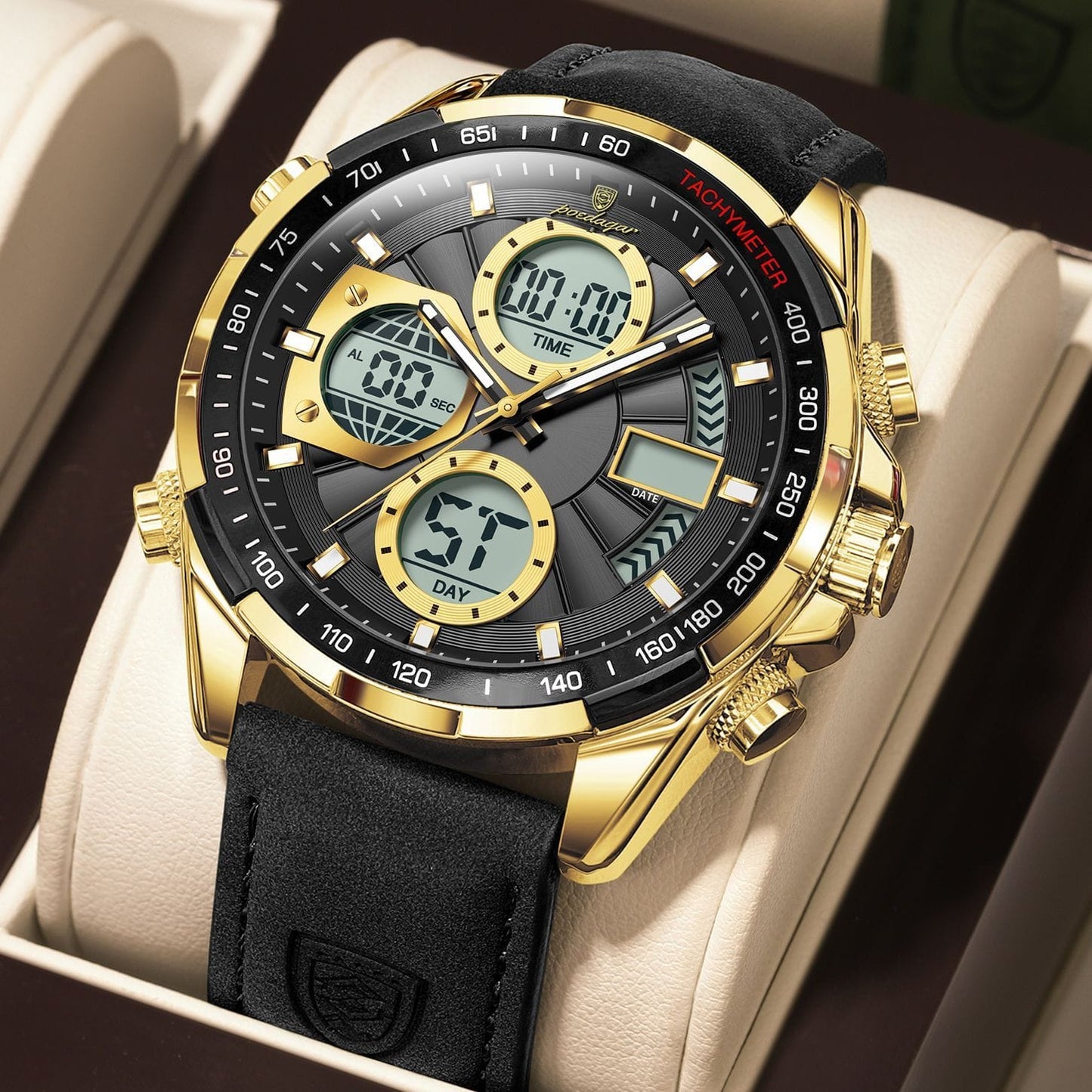 Poedagar 108 Men’s Luxury Leather Casual Watch Waterproof