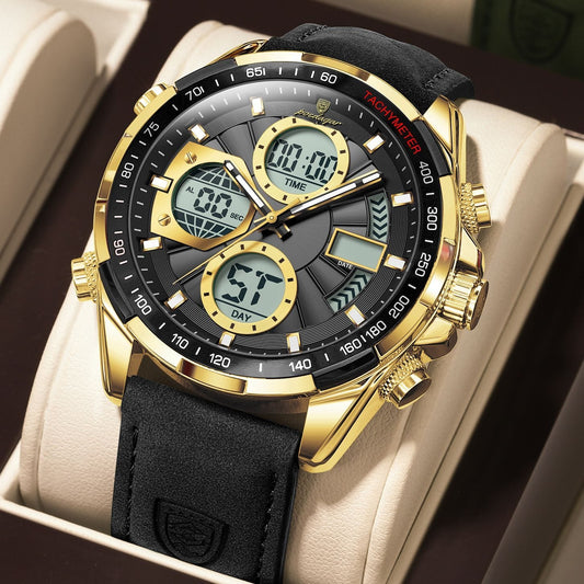 Poedagar 108 Men’s Luxury Leather Casual Watch Waterproof