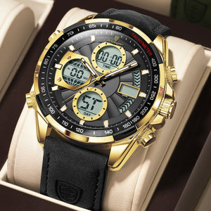 Poedagar 108 Men’s Luxury Leather Casual Watch Waterproof