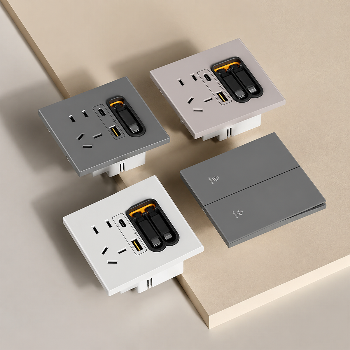 Universal Retractable Wall Socket with 20W Fast Charging & Multi-Port USB